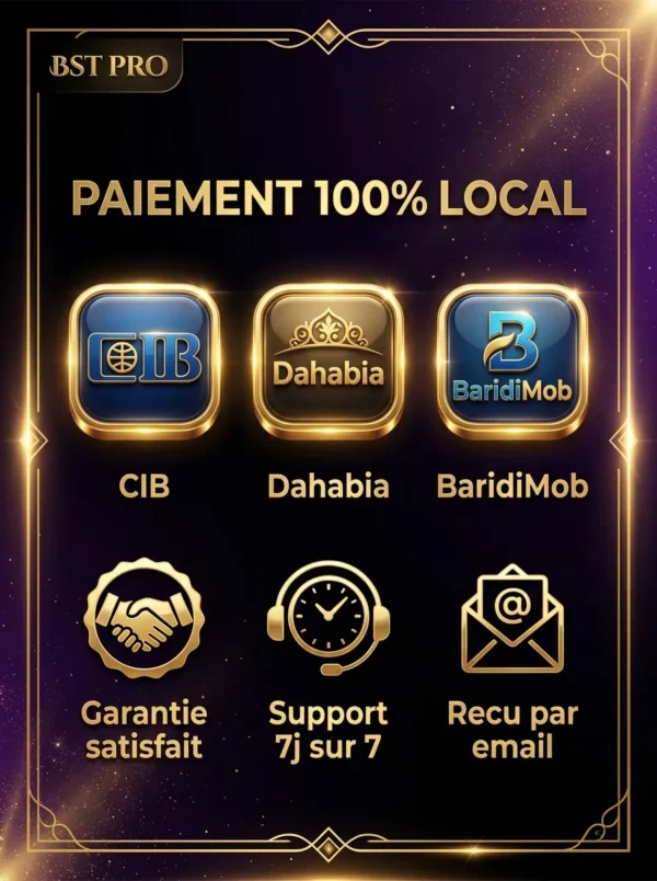 BST PRO Streaming TV TV et VOD illimite Algerie - paiement local CIB Dahabia BaridiMob