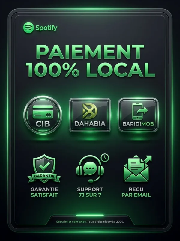 spotify_4_paiement Spotify Premium 12 mois - BST PRO Algerie - paiement local CIB Dahabia BaridiMob